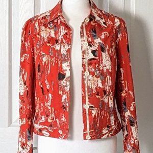 SPANNER Women's Button Down Jacket  Size 8  Orange Abstract  NWOT